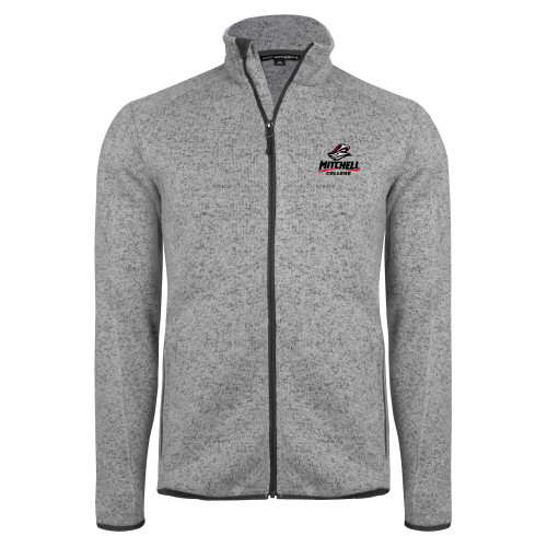  Grey Heather Sweater Fleece Jacket - Primary Athletics Mark