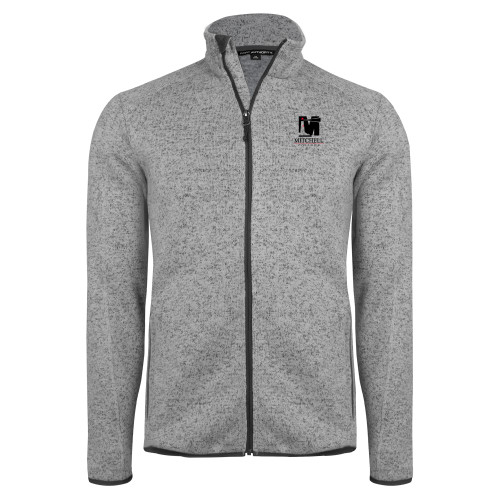  Grey Heather Sweater Fleece Jacket - Mitchell College Vertical Logo