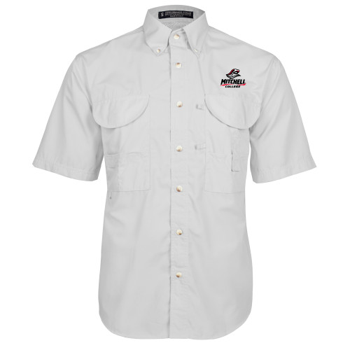  White Fishing Shirt Performance Short Sleeve - Primary Athletics Mark