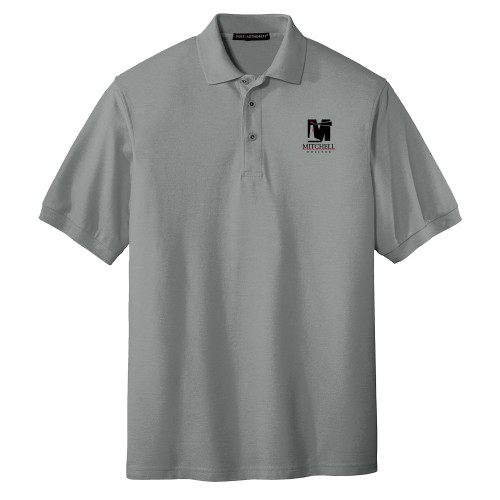  Cool Grey Silk Touch Polo - Mitchell College Vertical Logo