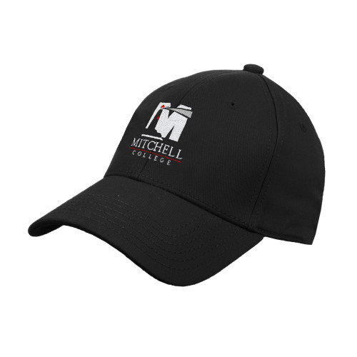  Black Structured Adjustable Pro Style Hat - Mitchell College Vertical Logo