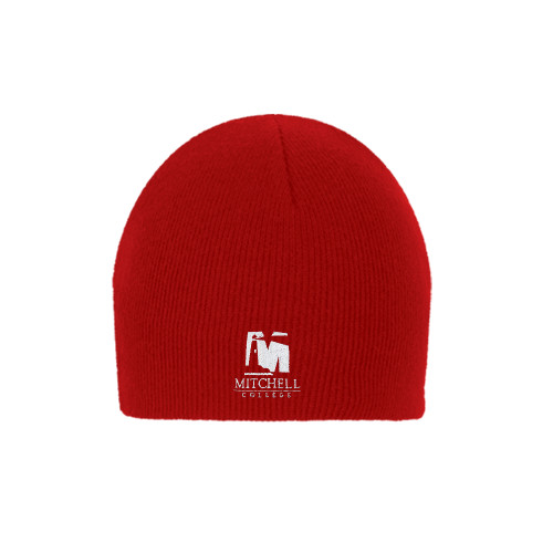  Red Knit Beanie - Mitchell College Vertical Logo