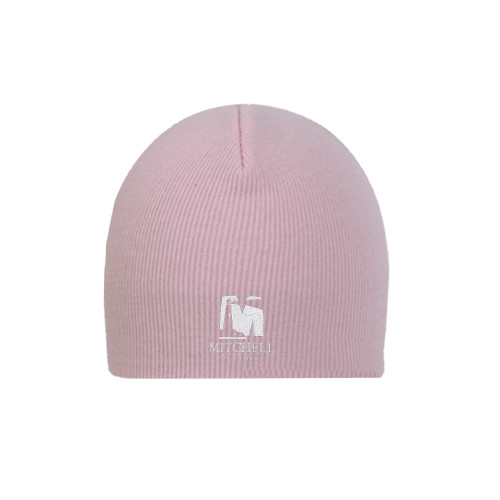  Pink Knit Beanie - Mitchell College Vertical Logo