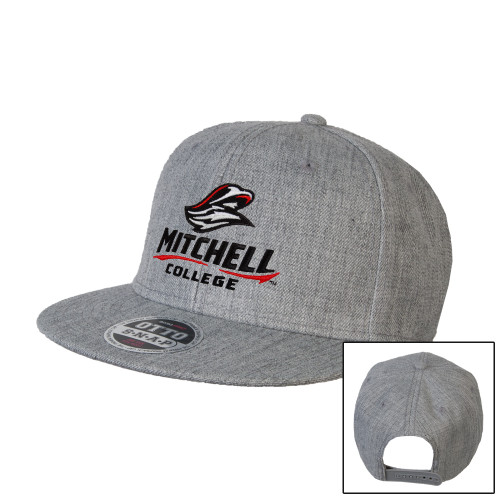  Heather Grey Wool Blend Flat Bill Snapback Hat - Primary Athletics Mark