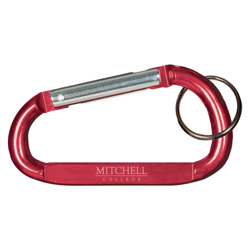  Red Carabiner with Split Ring - Wordmark Engraved