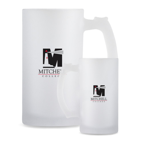  Full Color Decorative Frosted Glass Mug 16oz - Mitchell College Vertical Logo