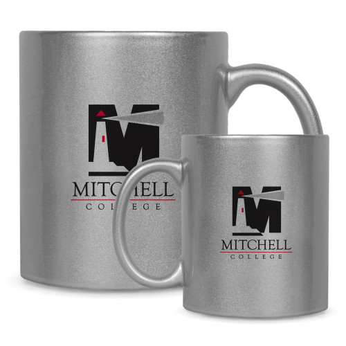  Full Color Silver Metallic Mug 11oz - Mitchell College Vertical Logo