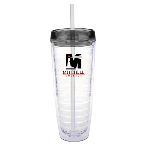  Tritan Double Wall Tumbler w/Charcoal Top 26oz - Mitchell College Vertical Logo