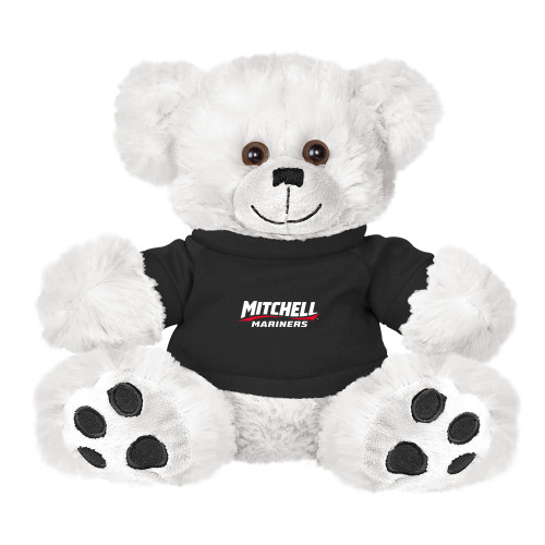  Plush Big Paw 8 1/2 inch White Bear w/Black Shirt - Mitchell Mariners Wordmark