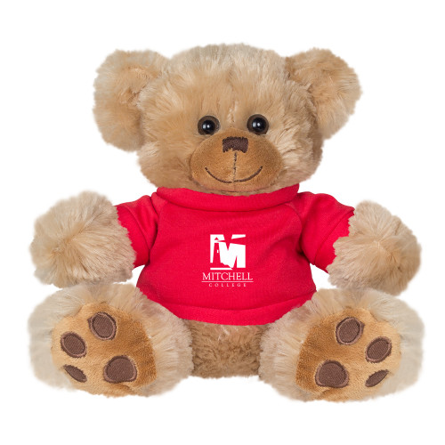 Plush Big Paw 8 1/2 inch Brown Bear w/Red Shirt - Mitchell College Vertical Logo