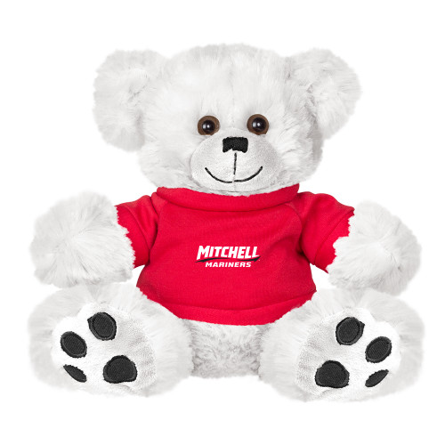  Plush Big Paw 8 1/2 inch White Bear w/Red Shirt - Mitchell Mariners Wordmark