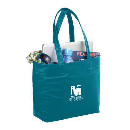  Fine Society Teal Computer Tote - Mitchell College Vertical Logo