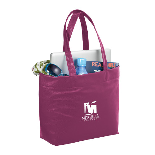  Fine Society Berry Computer Tote - Mitchell College Vertical Logo