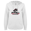 Thumbnail image for  ENZA Womens White V Notch Raw Edge Fleece Hoodie