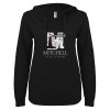Thumbnail image for  ENZA Womens Black V Notch Raw Edge Fleece Hoodie