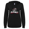 Thumbnail image for  ENZA Womens Black V Notch Raw Edge Fleece Hoodie