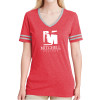 Thumbnail image for  Ladies Red Heather/Grey Tri Blend Varsity Tee