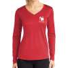 Thumbnail image for  Womens Red Performance Long Sleeve V Neck Shirt
