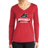 Thumbnail image for  Womens Red Performance Long Sleeve V Neck Shirt