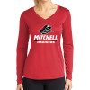 Thumbnail image for  Womens Red Performance Long Sleeve V Neck Shirt