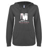 Thumbnail image for  ENZA Womens Dark Heather V Notch Raw Edge Fleece Hoodie
