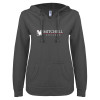 Thumbnail image for  ENZA Womens Dark Heather V Notch Raw Edge Fleece Hoodie