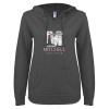 Thumbnail image for  ENZA Womens Dark Heather V Notch Raw Edge Fleece Hoodie