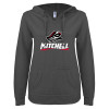 Thumbnail image for  ENZA Womens Dark Heather V Notch Raw Edge Fleece Hoodie