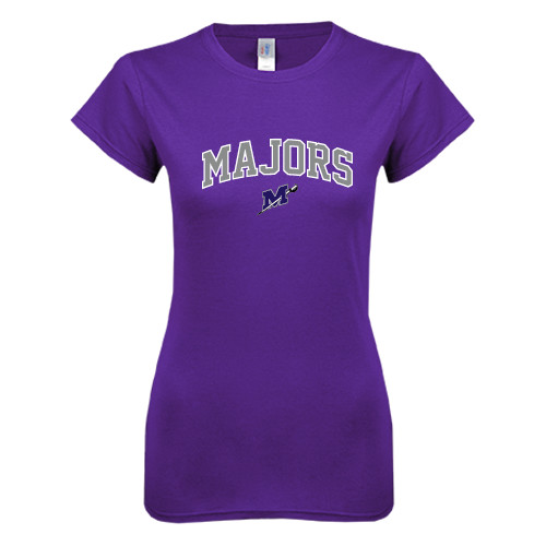  Next Level Womens Purple Boyfriend Tee - Arched Majors w/ Primary Logo