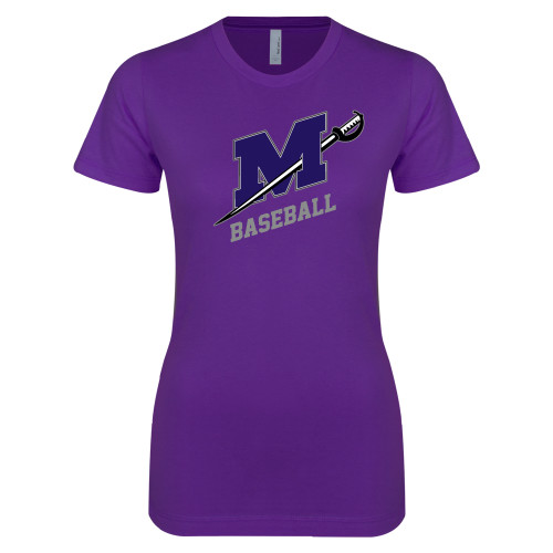  Next Level Womens Purple Boyfriend Tee - Baseball
