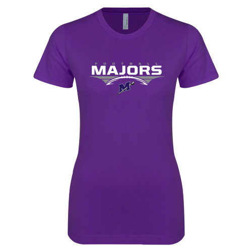  Next Level Womens Purple Boyfriend Tee - Majors Football Stacked w/ Ball