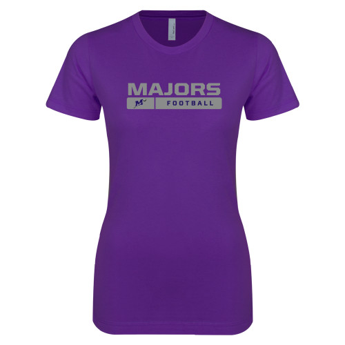  Next Level Womens Purple Boyfriend Tee - Majors Football w/ Bar