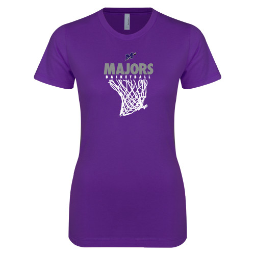  Next Level Womens Purple Boyfriend Tee - Majors Basketball w/ Hanging Net