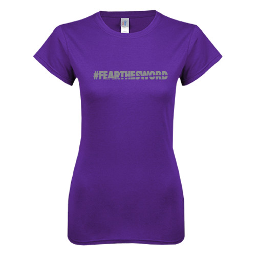  Next Level Womens Purple Boyfriend Tee - #FEARTHESWORD