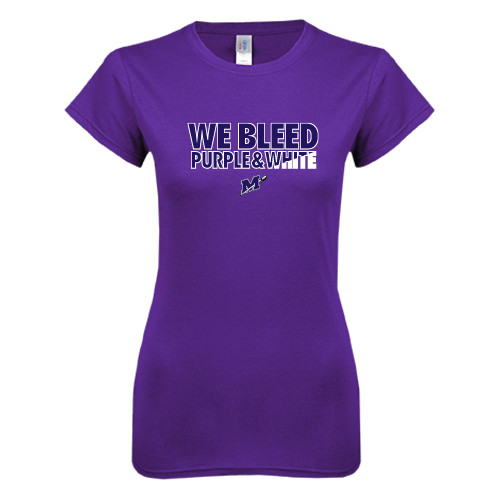  Next Level Womens Purple Boyfriend Tee - We Bleed Purple & White