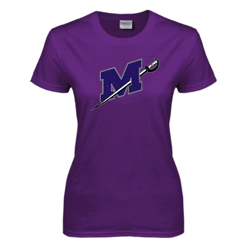  Womens Purple Short Sleeve Tee - Official Logo Distressed