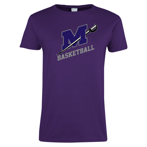  Womens Purple Short Sleeve Tee - Basketball