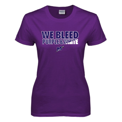  Womens Purple Short Sleeve Tee - We Bleed Purple & White