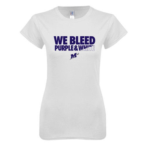  Next Level Womens White Boyfriend Tee - We Bleed Purple & White