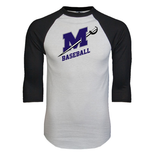  White/Black Raglan Baseball T Shirt - Baseball