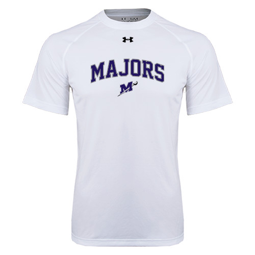  Under Armour White Tech Tee - Arched Majors w/ Primary Logo