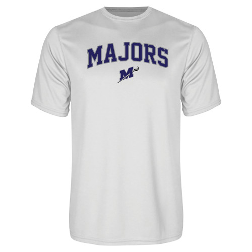  White Performance Tee - Arched Majors w/ Primary Logo