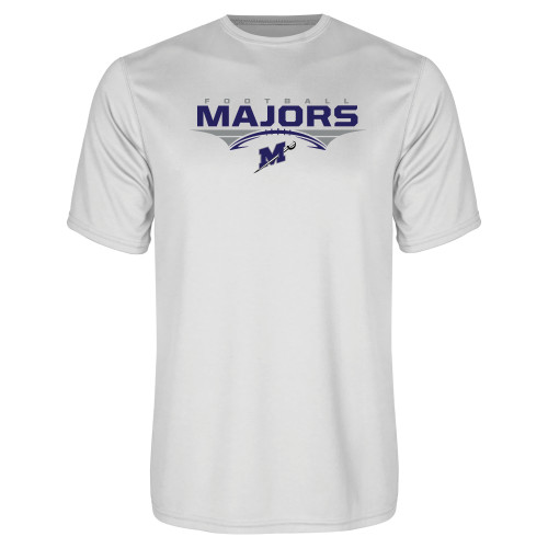 White Performance Tee - Majors Football Stacked w/ Ball