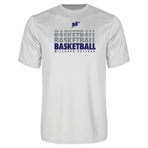  White Performance Tee - Basketball Repeating