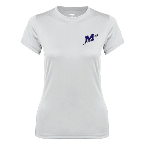  Womens White Performance Tee - Official Logo