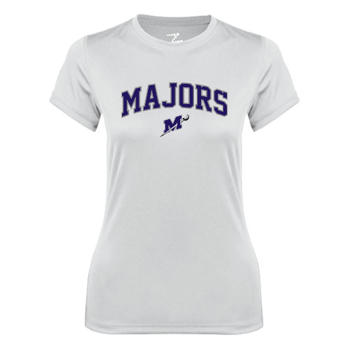  Womens White Performance Tee - Arched Majors w/ Primary Logo