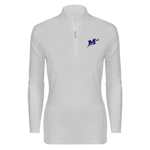  Syntrel Womens White Interlock 1/4 Zip - Official Logo