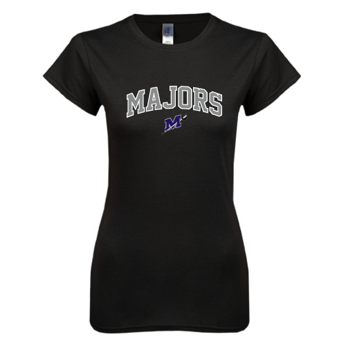  Next Level Womens Black Boyfriend Tee - Arched Majors w/ Primary Logo