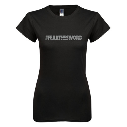  Next Level Womens Black Boyfriend Tee - #FEARTHESWORD