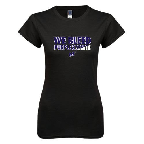  Next Level Womens Black Boyfriend Tee - We Bleed Purple & White